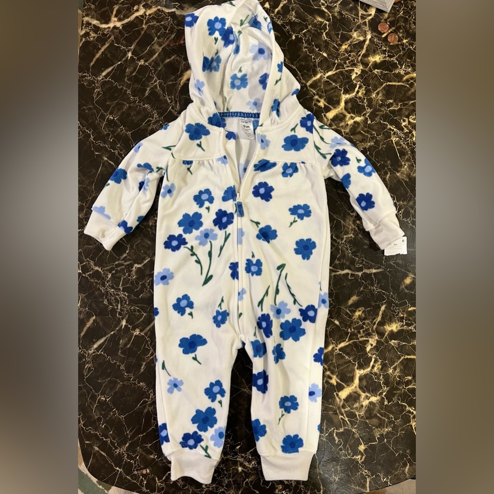 Carter new  one piece hoodie with a zipper